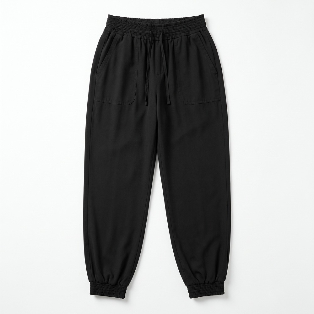 Love Tree Womens L Black Smocked Waist Jogger Pants NWT Casual Athleisure Boho